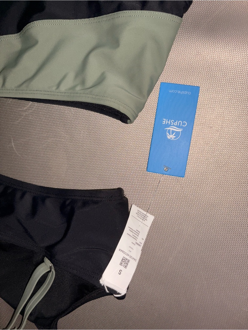 Cupshe Sage Green & Black Two-Piece Swim Set